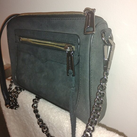 Suede Charcoal Cross body Purse - Picture 6 of 6